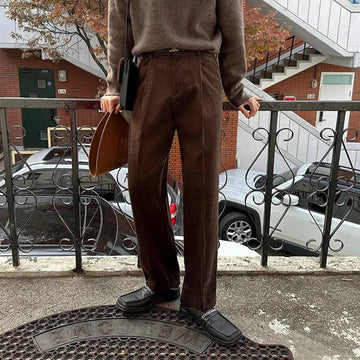Aidase Men Maillard Corduroy Casual Straight Pants 2024 New Genderless Fashion Comfort Simple Retro Solid Color Basic Trousers Unisex aidase-shop
